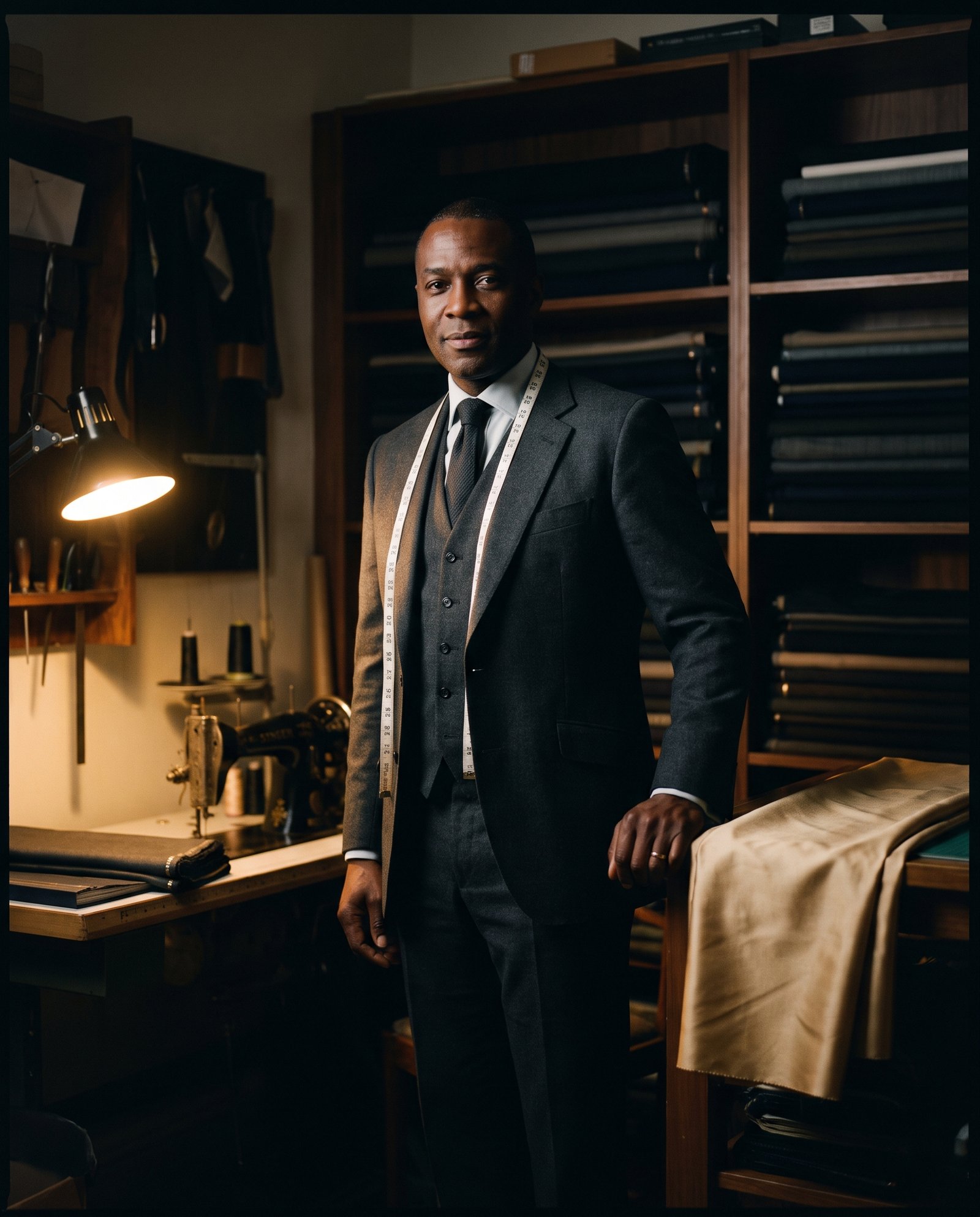 Jay, master tailor and founder of NOIR, in the atelier