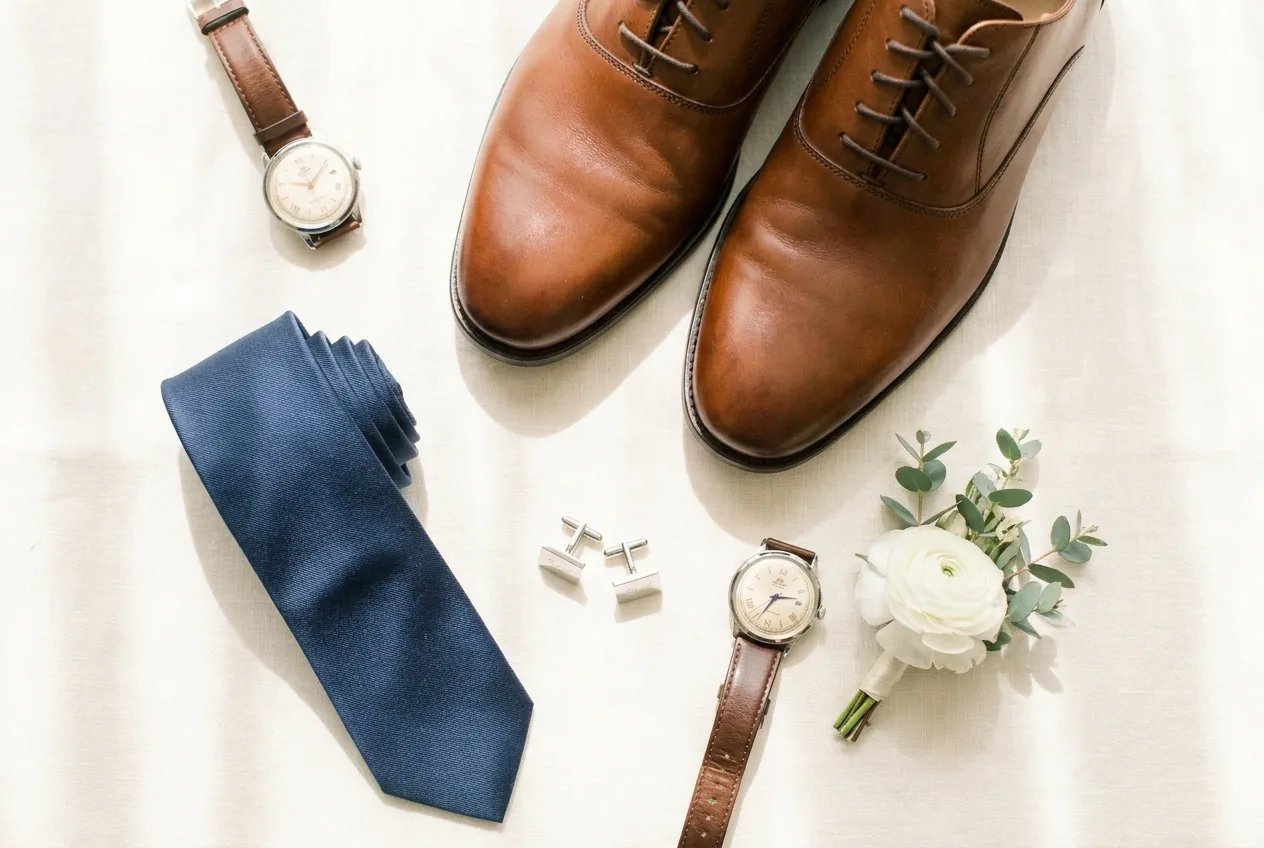 Wedding accessories flat-lay