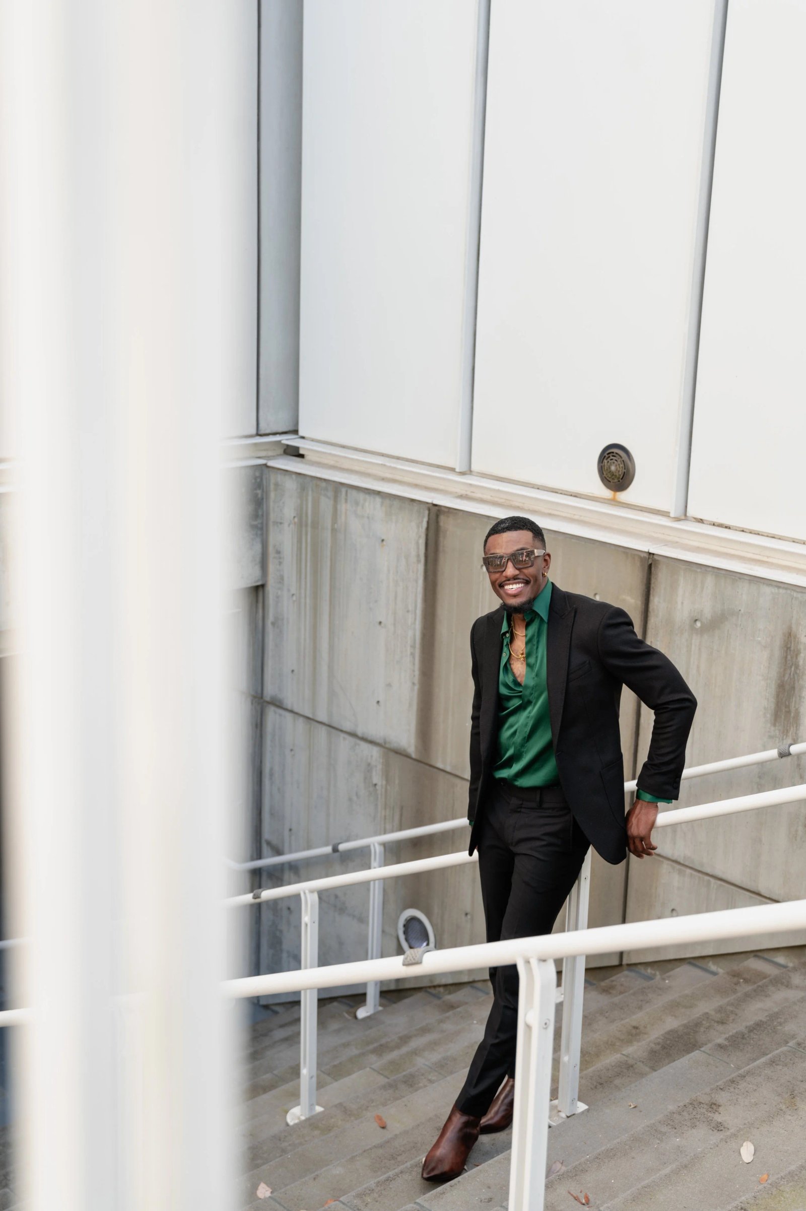 A groom in a bespoke tuxedo on his wedding day