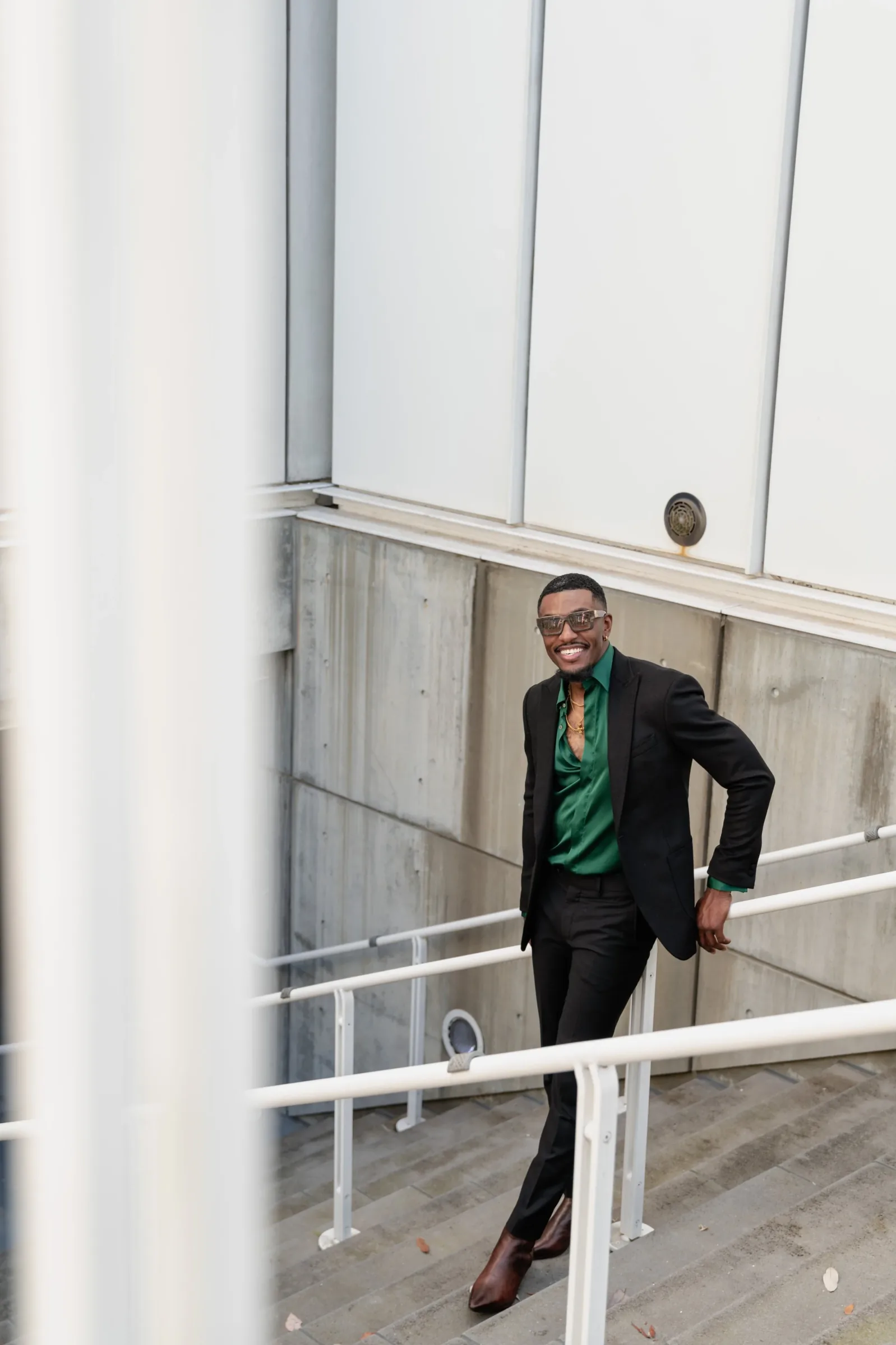A groom in a bespoke tuxedo on his wedding day